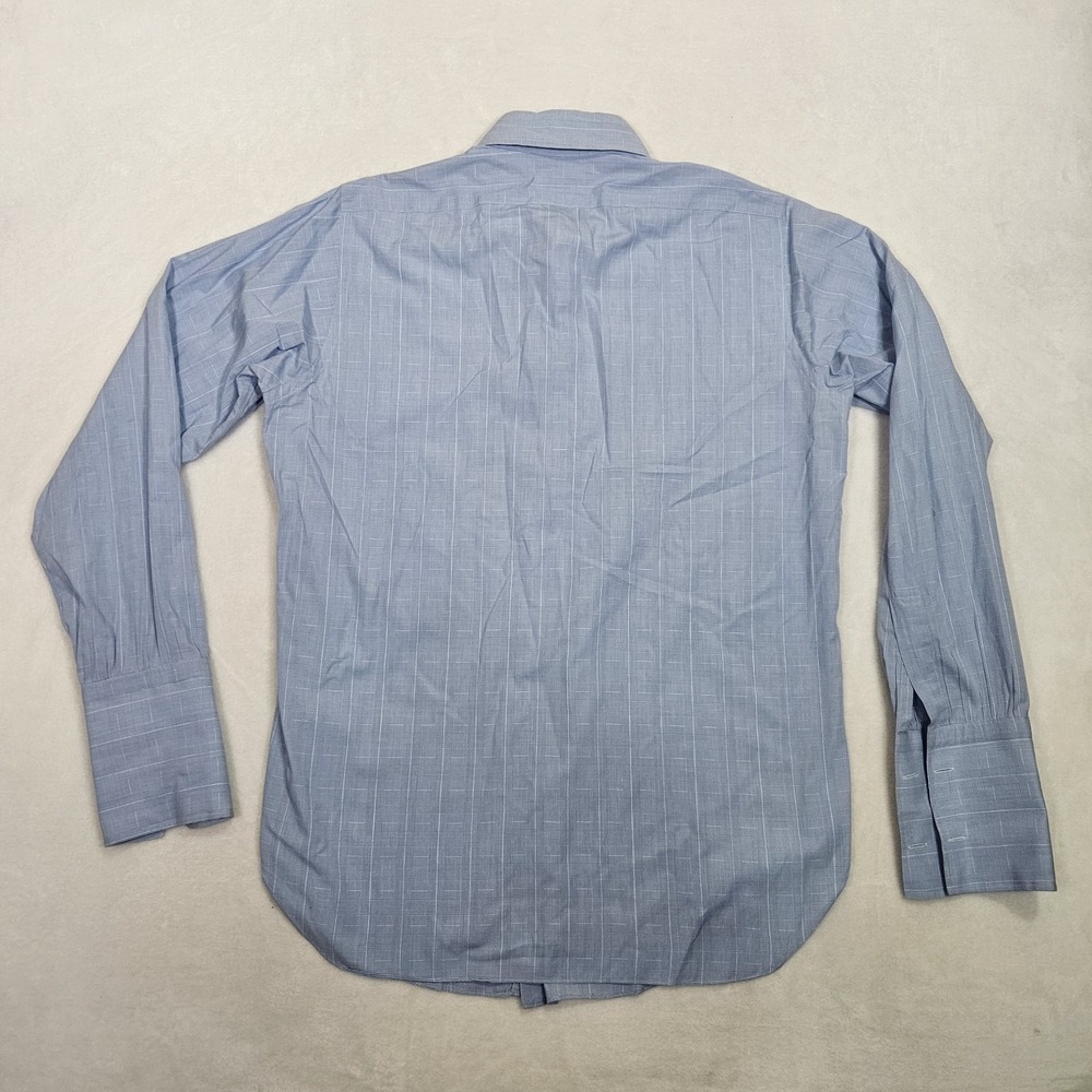 Ascot‎ Chang Men's Shirt Size (L) Blue White Custom Made in Hong Kong Vtg - Picture 4 of 7